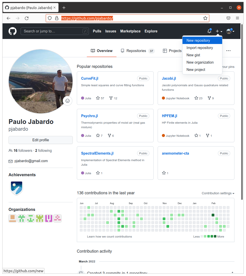 screenshot do GitHub